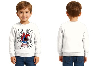 Spiderman baskılı örümcek adam pamuklu kumaş çocuk sweatshirt