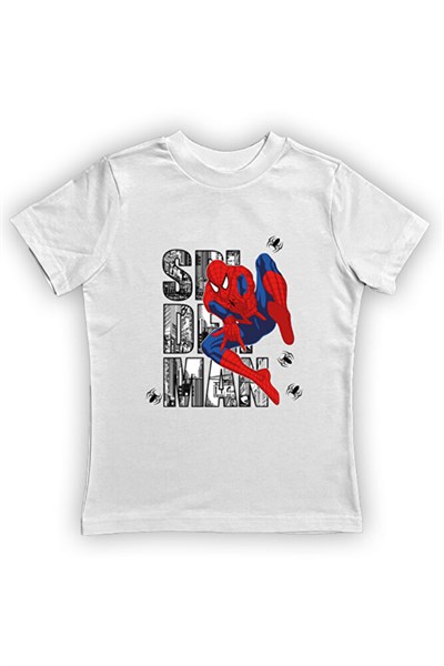 Spiderman baskılı örümcek adam pamuklu penye kumaş yazlık çocuk tişört