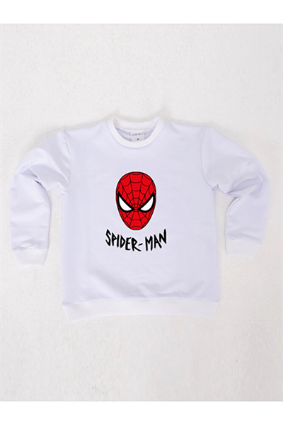 Spiderman baskılı örümcek adam pamuklu kumaş çocuk sweatshirt