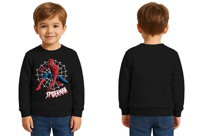 Spiderman baskılı örümcek adam pamuklu kumaş çocuk sweatshirt