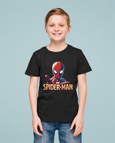 Spiderman baskılı örümcek adam pamuklu penye kumaş yazlık çocuk tişört