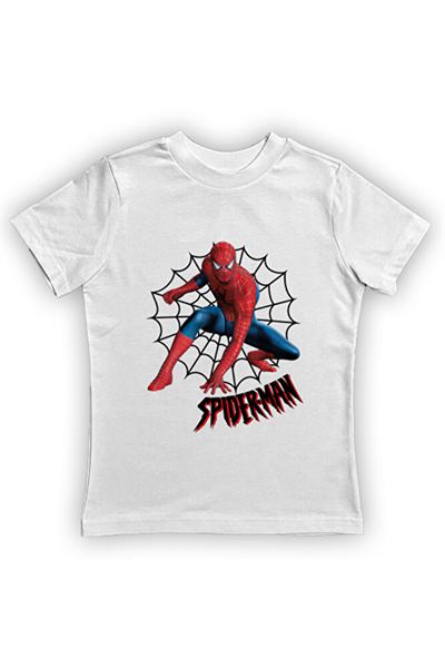 Spiderman baskılı örümcek adam pamuklu penye kumaş yazlık çocuk tişört