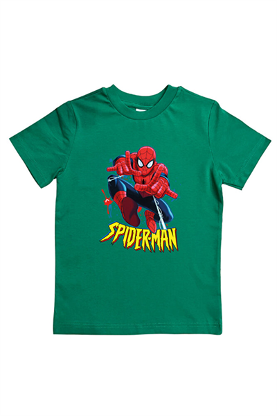 Spiderman baskılı örümcek adam pamuklu penye kumaş yazlık çocuk tişört