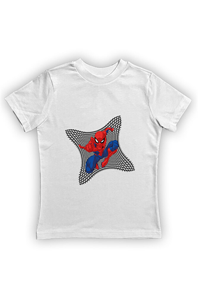 Spiderman baskılı örümcek adam pamuklu penye kumaş yazlık çocuk tişört