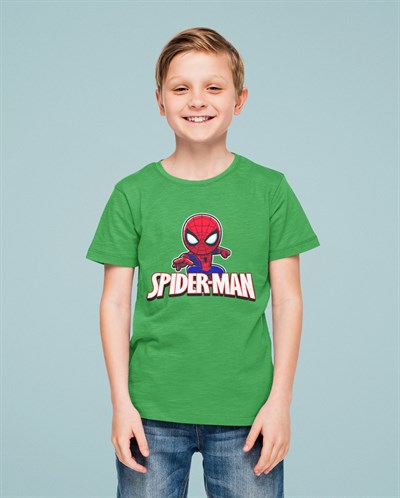 Spiderman baskılı örümcek adam pamuklu penye kumaş yazlık çocuk tişört