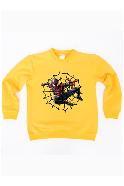 Spiderman baskılı örümcek adam pamuklu kumaş çocuk sweatshirt