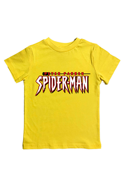 Spiderman baskılı örümcek adam pamuklu penye kumaş yazlık çocuk tişört