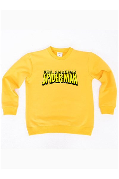 Spiderman baskılı örümcek adam pamuklu kumaş çocuk sweatshirt