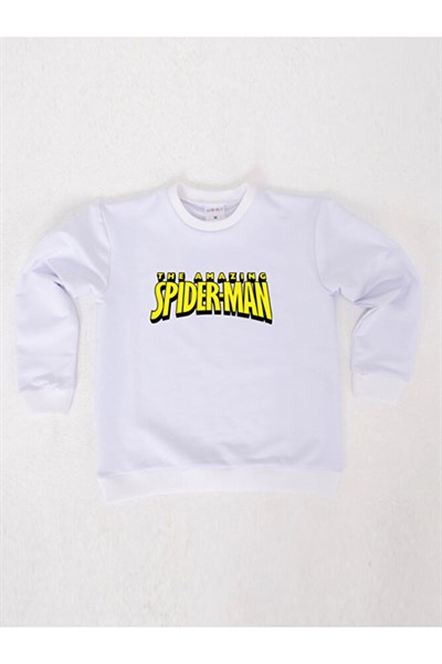 Spiderman baskılı örümcek adam pamuklu kumaş çocuk sweatshirt