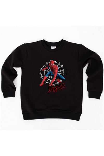 Spiderman baskılı örümcek adam pamuklu kumaş çocuk sweatshirt