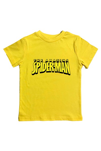 Spiderman baskılı örümcek adam pamuklu penye kumaş yazlık çocuk tişört