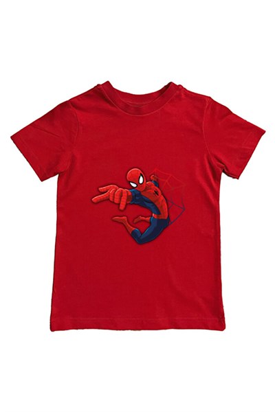 Spiderman baskılı örümcek adam pamuklu penye kumaş yazlık çocuk tişört