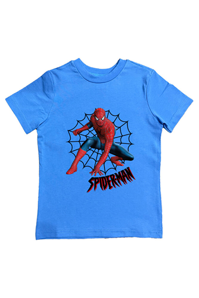 Spiderman baskılı örümcek adam pamuklu penye kumaş yazlık çocuk tişört