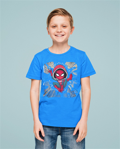 Spiderman baskılı örümcek adam pamuklu penye kumaş yazlık çocuk tişört