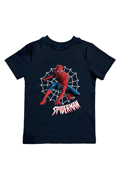 Spiderman baskılı örümcek adam pamuklu penye kumaş yazlık çocuk tişört