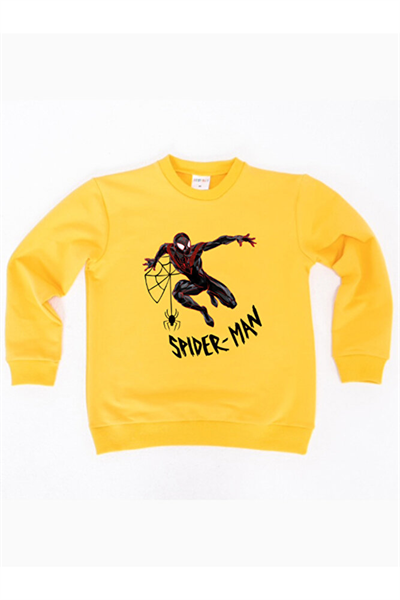 Spiderman baskılı örümcek adam pamuklu kumaş çocuk sweatshirt