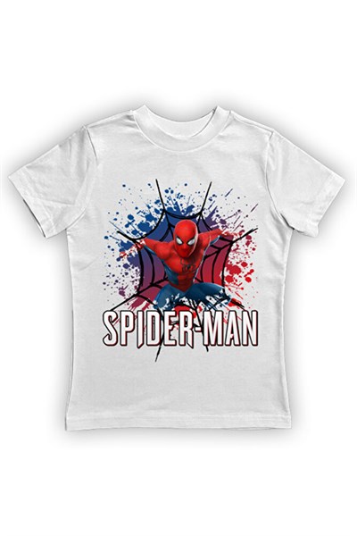 Spiderman baskılı örümcek adam pamuklu penye kumaş yazlık çocuk tişört