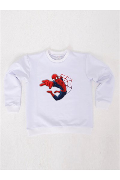 Spiderman baskılı örümcek adam pamuklu kumaş çocuk sweatshirt