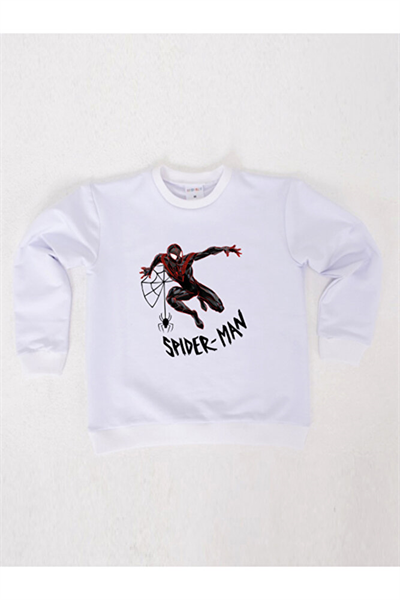 Spiderman baskılı örümcek adam pamuklu kumaş çocuk sweatshirt