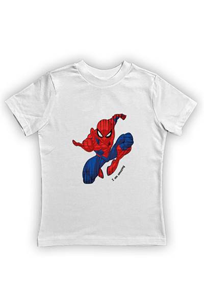 Spiderman baskılı örümcek adam pamuklu penye kumaş yazlık çocuk tişört