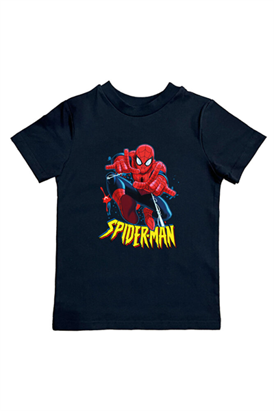 Spiderman baskılı örümcek adam pamuklu penye kumaş yazlık çocuk tişört