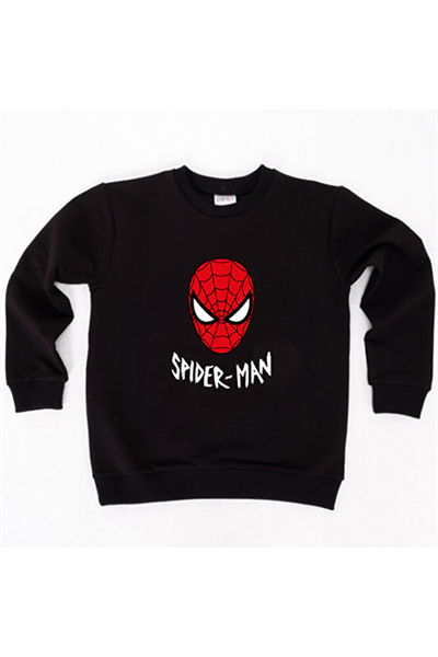 Spiderman baskılı örümcek adam pamuklu kumaş çocuk sweatshirt