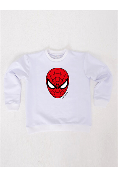 Spiderman baskılı örümcek adam pamuklu kumaş çocuk sweatshirt