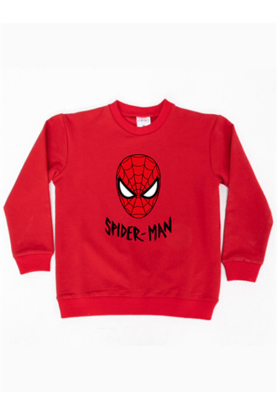 Spiderman baskılı örümcek adam pamuklu kumaş çocuk sweatshirt