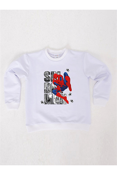 Spiderman baskılı örümcek adam pamuklu kumaş çocuk sweatshirt