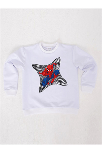 Spiderman baskılı örümcek adam pamuklu kumaş çocuk sweatshirt