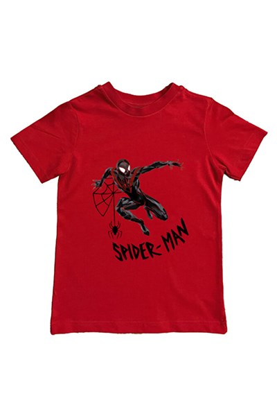 Spiderman baskılı örümcek adam pamuklu penye kumaş yazlık çocuk tişört