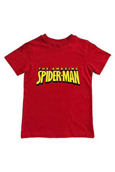 Spiderman baskılı örümcek adam pamuklu penye kumaş yazlık çocuk tişört