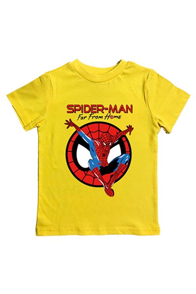 Spiderman baskılı örümcek adam pamuklu penye kumaş yazlık çocuk tişört