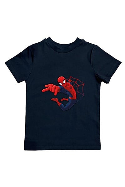 Spiderman baskılı örümcek adam pamuklu penye kumaş yazlık çocuk tişört
