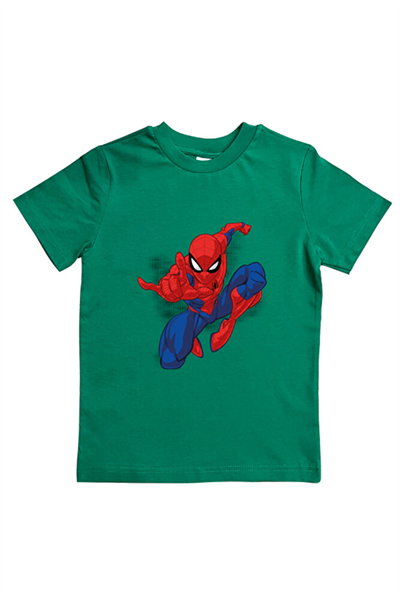 Spiderman baskılı örümcek adam pamuklu penye kumaş yazlık çocuk tişört
