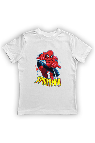 Spiderman baskılı örümcek adam pamuklu penye kumaş yazlık çocuk tişört