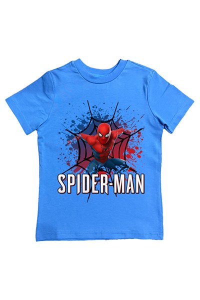 Spiderman baskılı örümcek adam pamuklu penye kumaş yazlık çocuk tişört