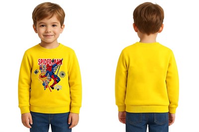 Spiderman baskılı örümcek adam pamuklu kumaş çocuk sweatshirt