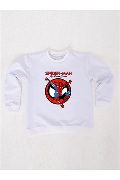 Spiderman baskılı örümcek adam pamuklu kumaş çocuk sweatshirt