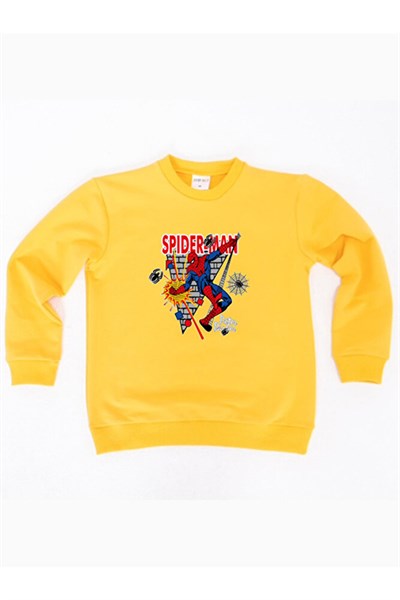 Spiderman baskılı örümcek adam pamuklu kumaş çocuk sweatshirt