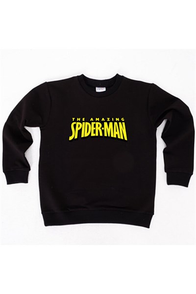 Spiderman baskılı örümcek adam pamuklu kumaş çocuk sweatshirt