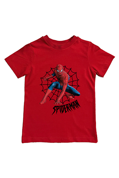 Spiderman baskılı örümcek adam pamuklu penye kumaş yazlık çocuk tişört