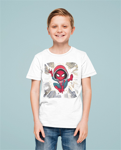 Spiderman baskılı örümcek adam pamuklu penye kumaş yazlık çocuk tişört
