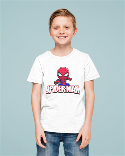 Spiderman baskılı örümcek adam pamuklu penye kumaş yazlık çocuk tişört