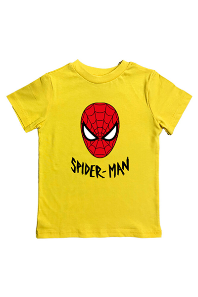 Spiderman baskılı örümcek adam pamuklu penye kumaş yazlık çocuk tişört