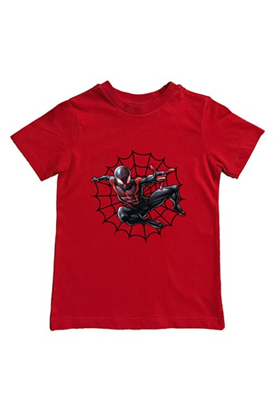 Spiderman baskılı örümcek adam pamuklu penye kumaş yazlık çocuk tişört