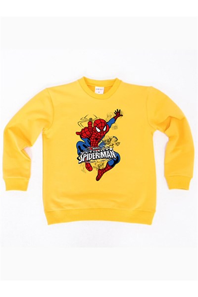 Spiderman baskılı örümcek adam pamuklu kumaş çocuk sweatshirt