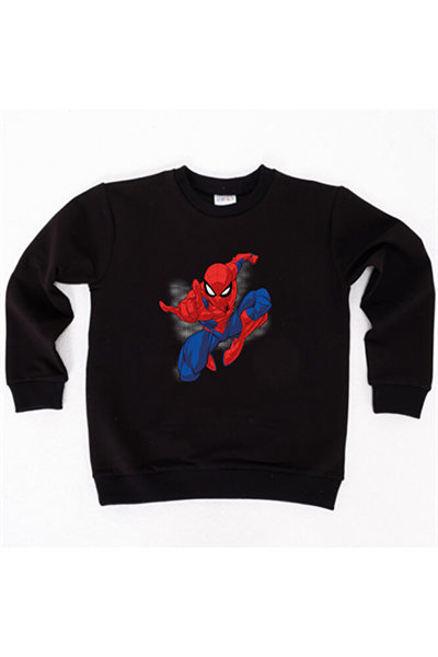 Spiderman baskılı örümcek adam pamuklu kumaş çocuk sweatshirt