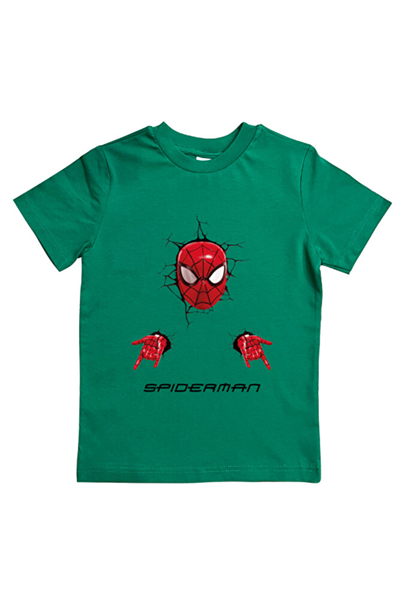 Spiderman baskılı örümcek adam pamuklu penye kumaş yazlık çocuk tişört