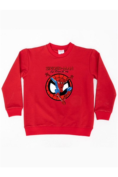 Spiderman baskılı örümcek adam pamuklu kumaş çocuk sweatshirt